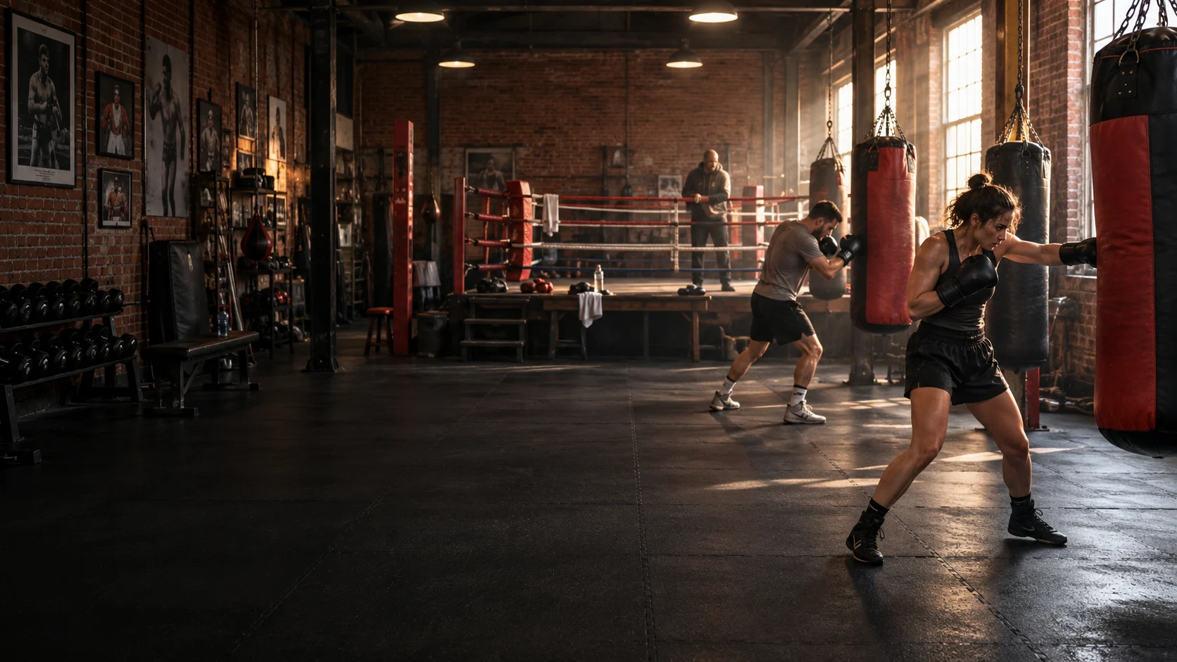 AI concept boxing gym interior, not the actual facility